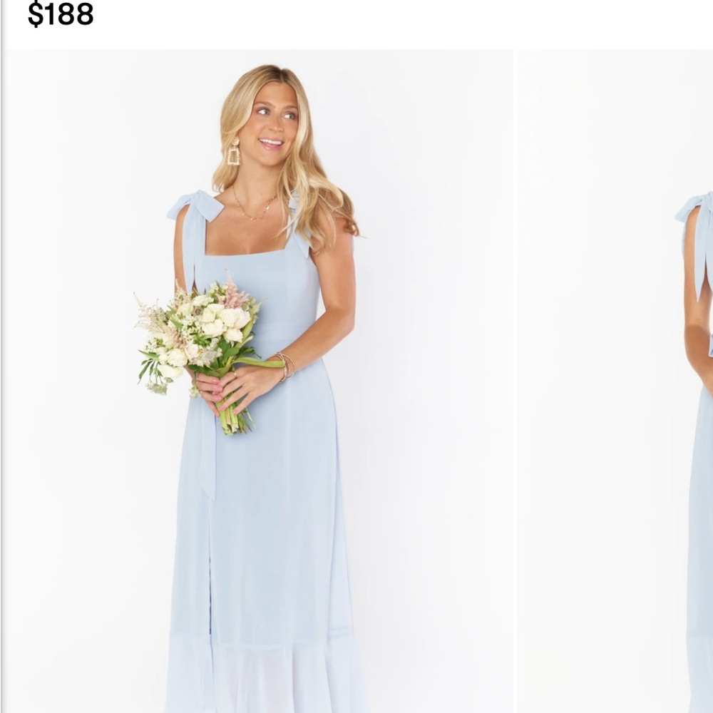 Sweetheart Tie-Shoulder Midi Dress in Light Blue